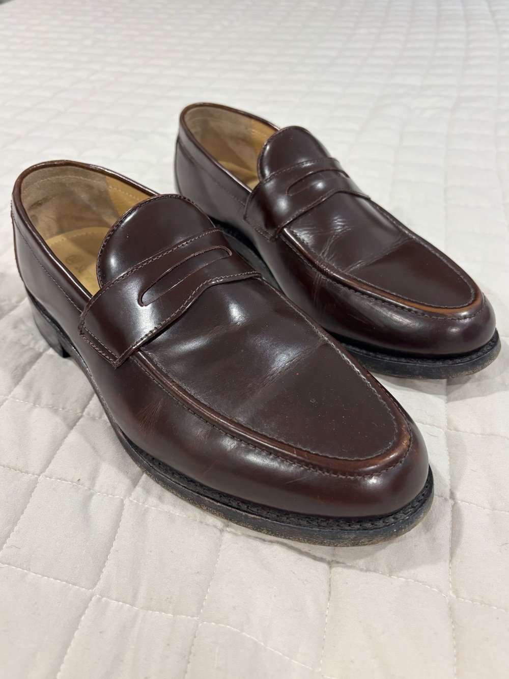 Samuel Windsor Men's Leather Penny Loafer Reddish Brown Slip On Dress Shoe 10